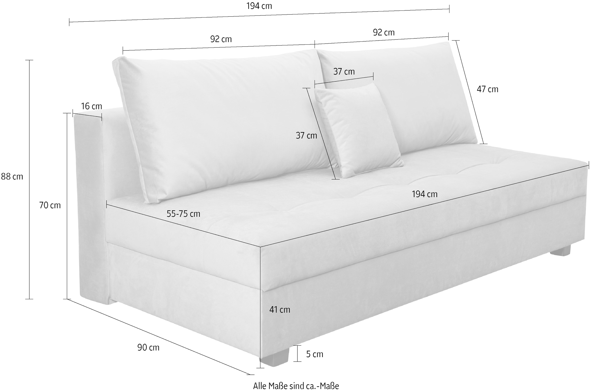 COLLECTION AB Schlafsofa »DARIA inklusive Schlafunktion und Bettkasten« Schlafsofa,Bettfunktion,Bettkasten,inklusive Rückenkissen,Federkern