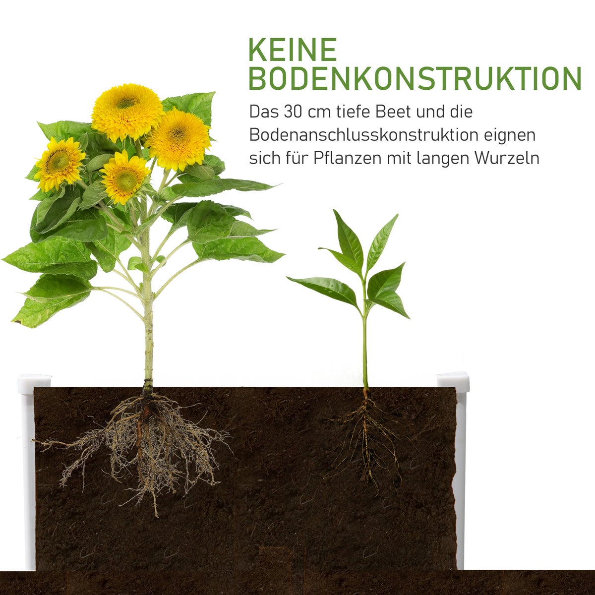 Outsunny Verhoogd Tuinbed, 100L x 80B x 30H cm, Kunststof, Grijs