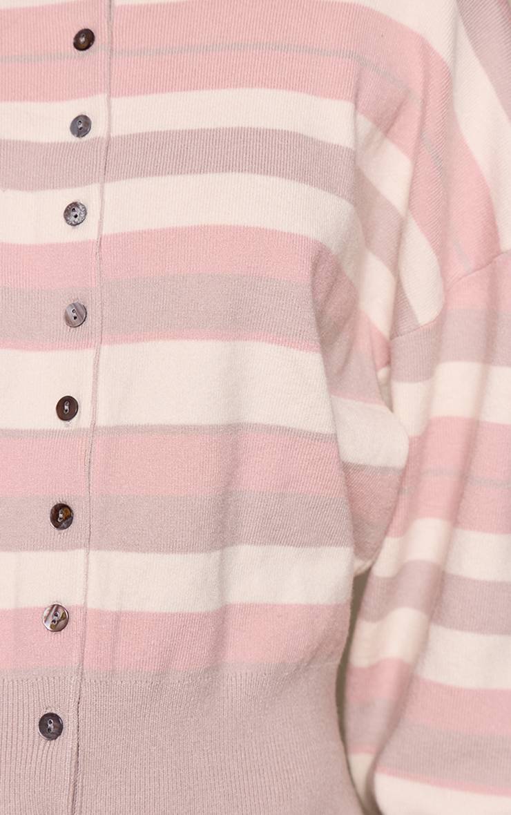 Rose Cardigan Tricoté Compact À Rayures