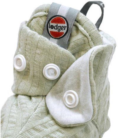 Lodger Baby slofjes 17 Groen Zacht Katoen Antislip Drukknoopsluiting 6-12 Slipper Seersucker