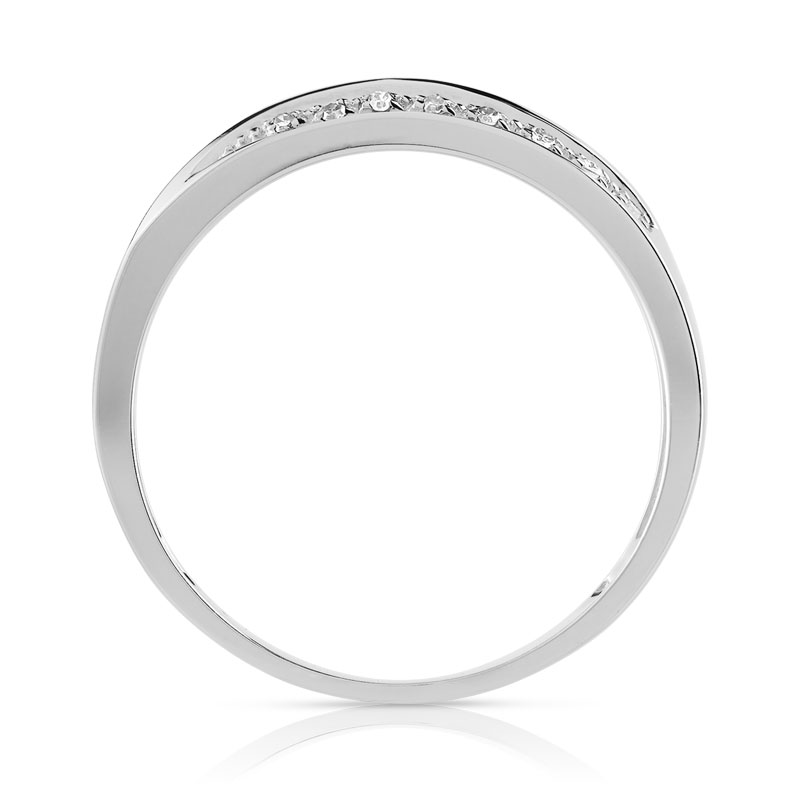 Bague or 375 blanc diamants noirs et blancs