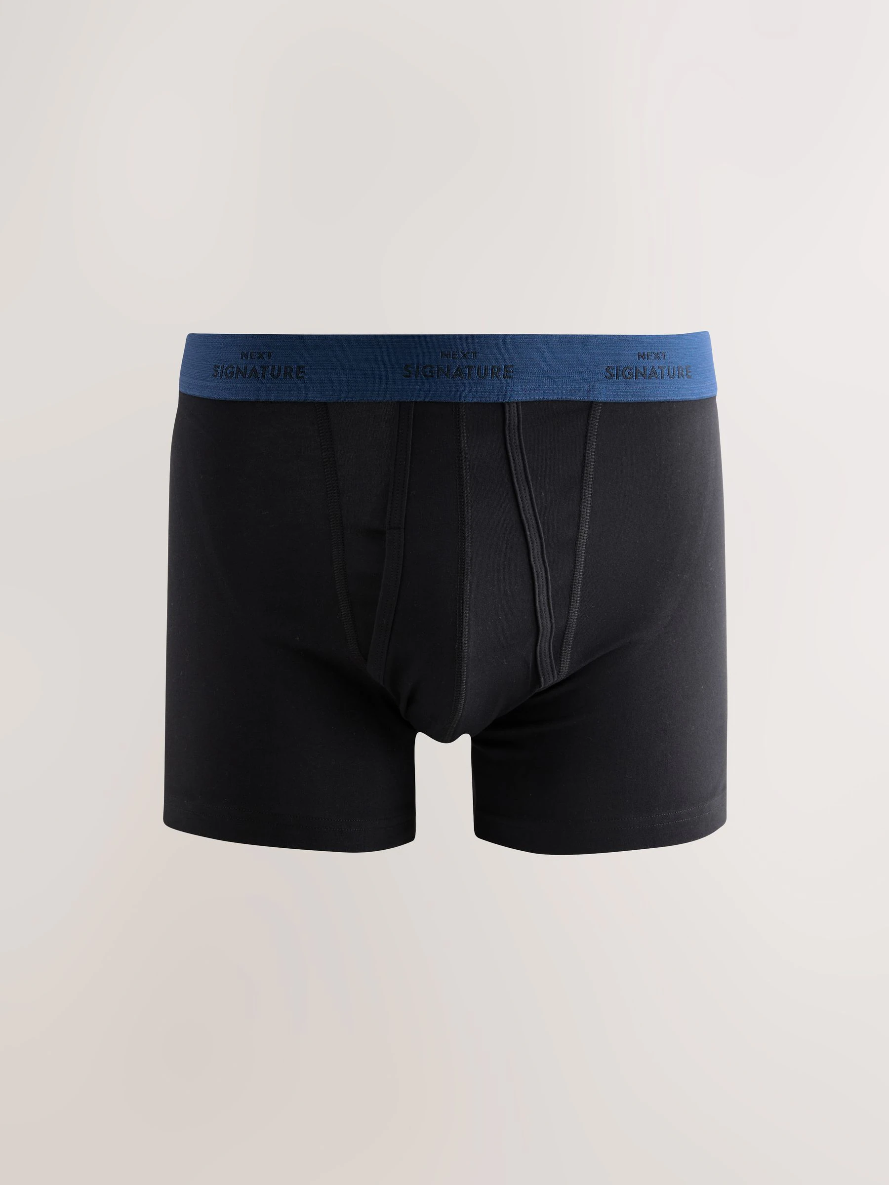 Zwart met blauwe/grijze tailleband - Signature Comfort Zachte Boxershorts