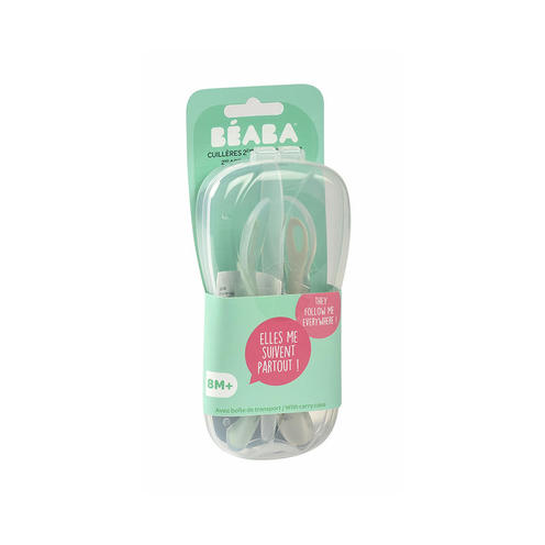 Lot de 2 cuillères 2ème âge silicone Velvet Grey/Sage Green - BEABA