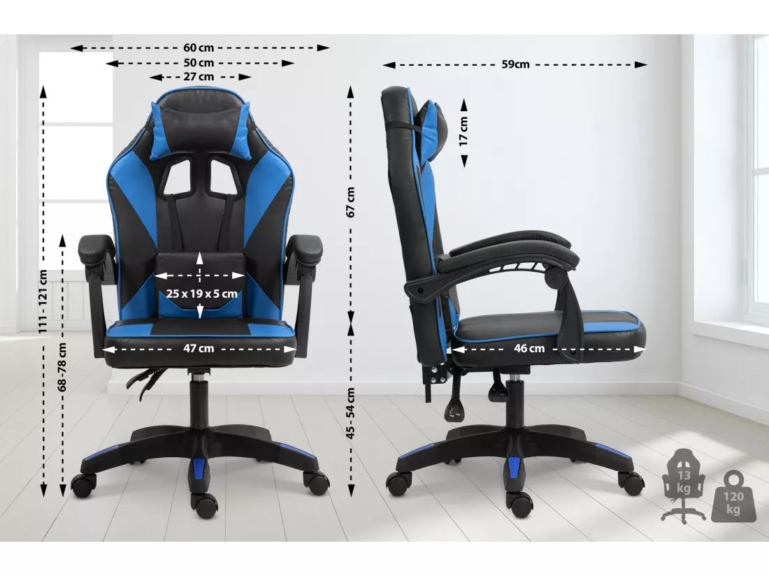 Chaise de bureau - Plastique & Plastique - Noir / Bleu - Orkney