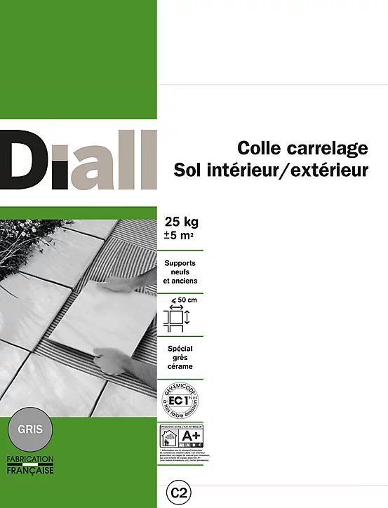 Colle carrelage sol intérieur/extérieur gris 25 kg