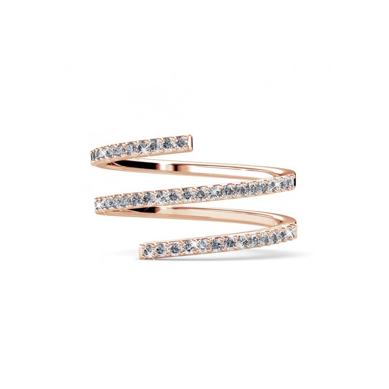 Bague Spiral - Or Rosé et Cristal