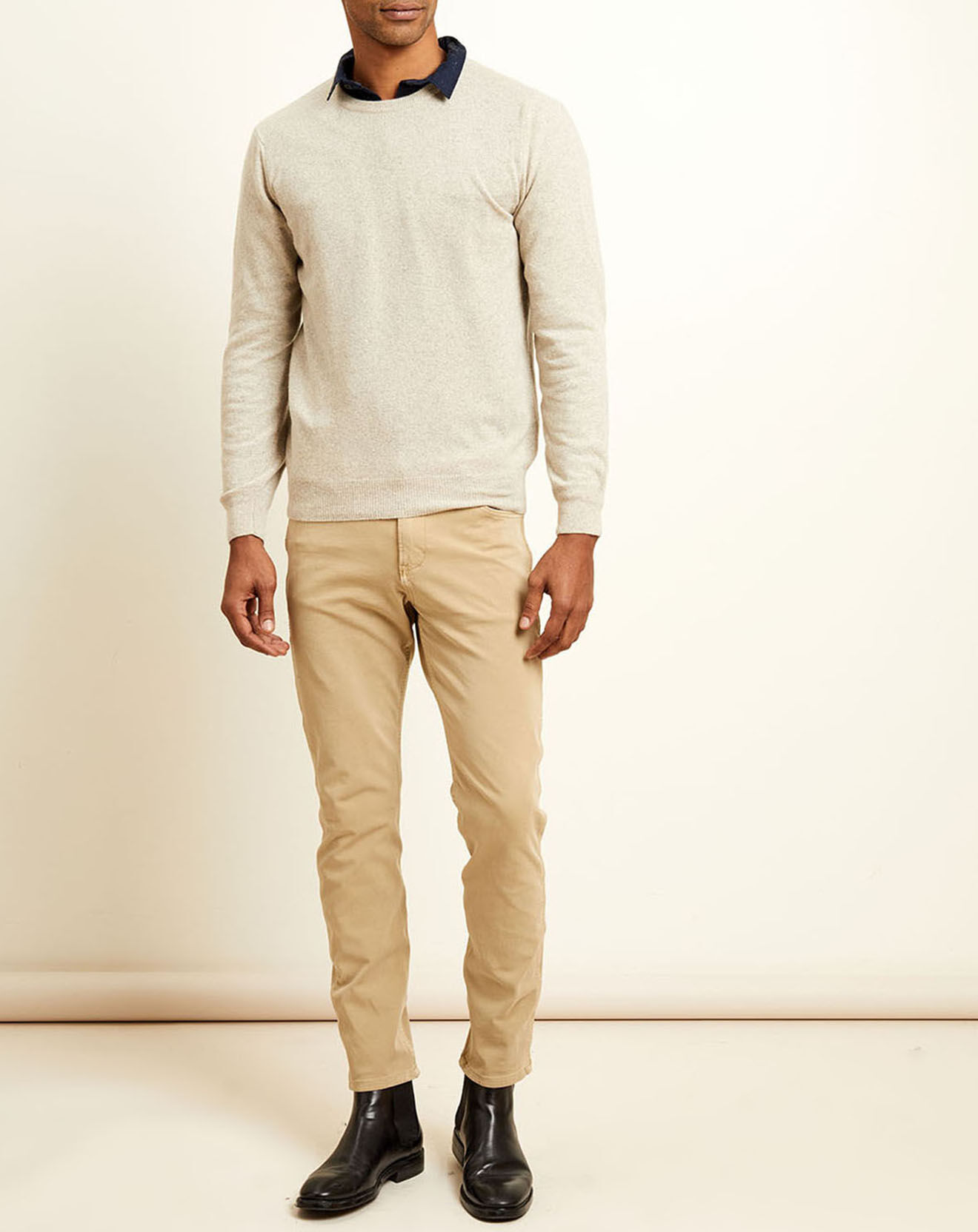 Uverny Pull 100% Cachemire col rond Olivier sable