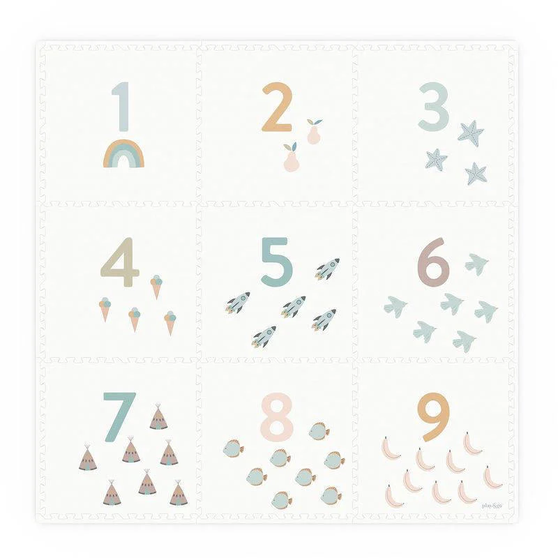 Play&Go EEVAA 2-in-1 omkeerbare puzzel speelmat en opbergdoos Numbers/Dots (180x180cm - 9 tegels)