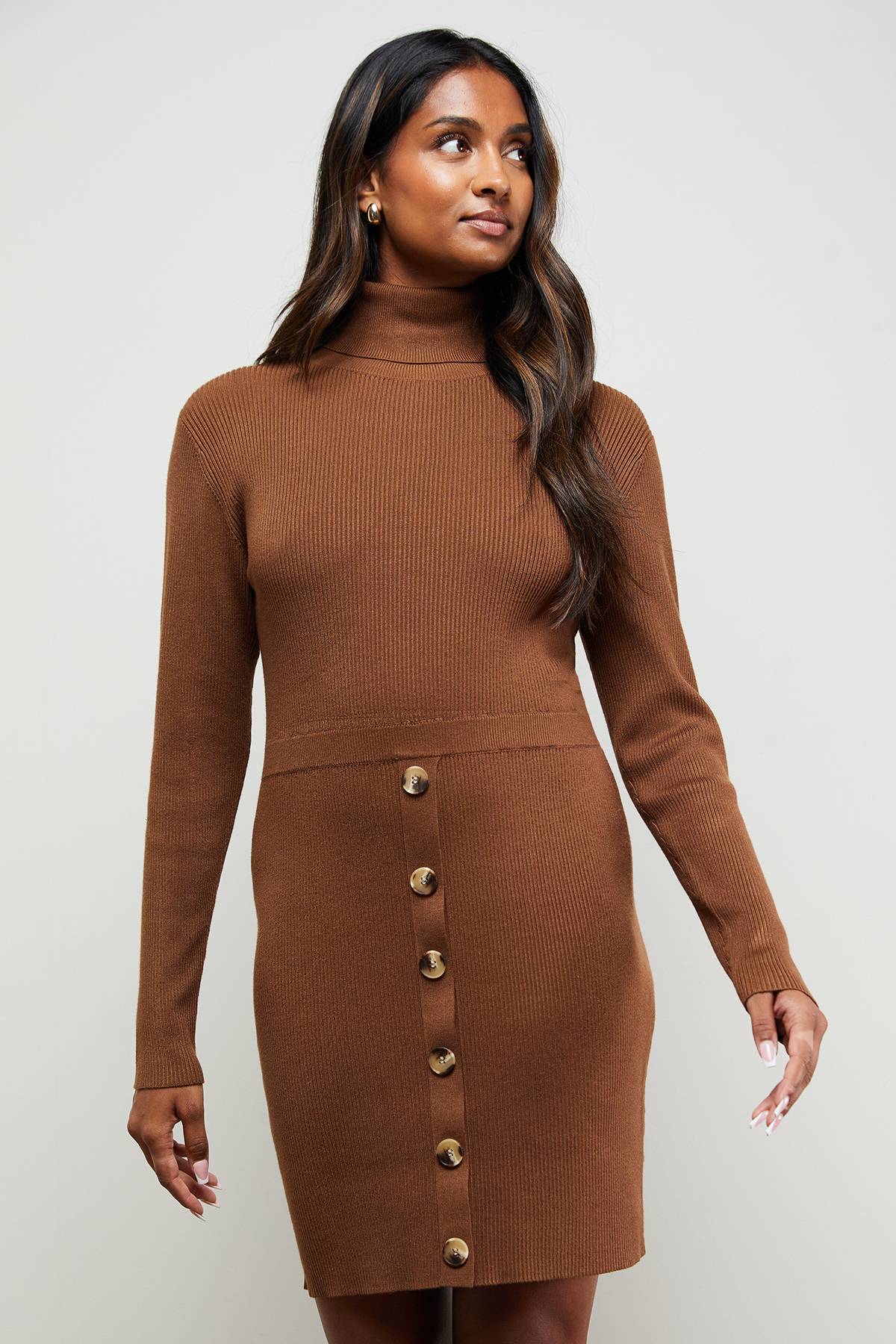 Oasis Robe Mini Col Montant à Boutonnage