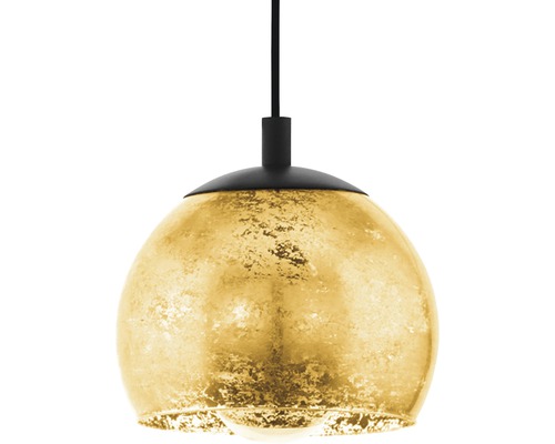 Hanglamp, 1-lichts, HxØ 110x19 cm, zwart/goud
