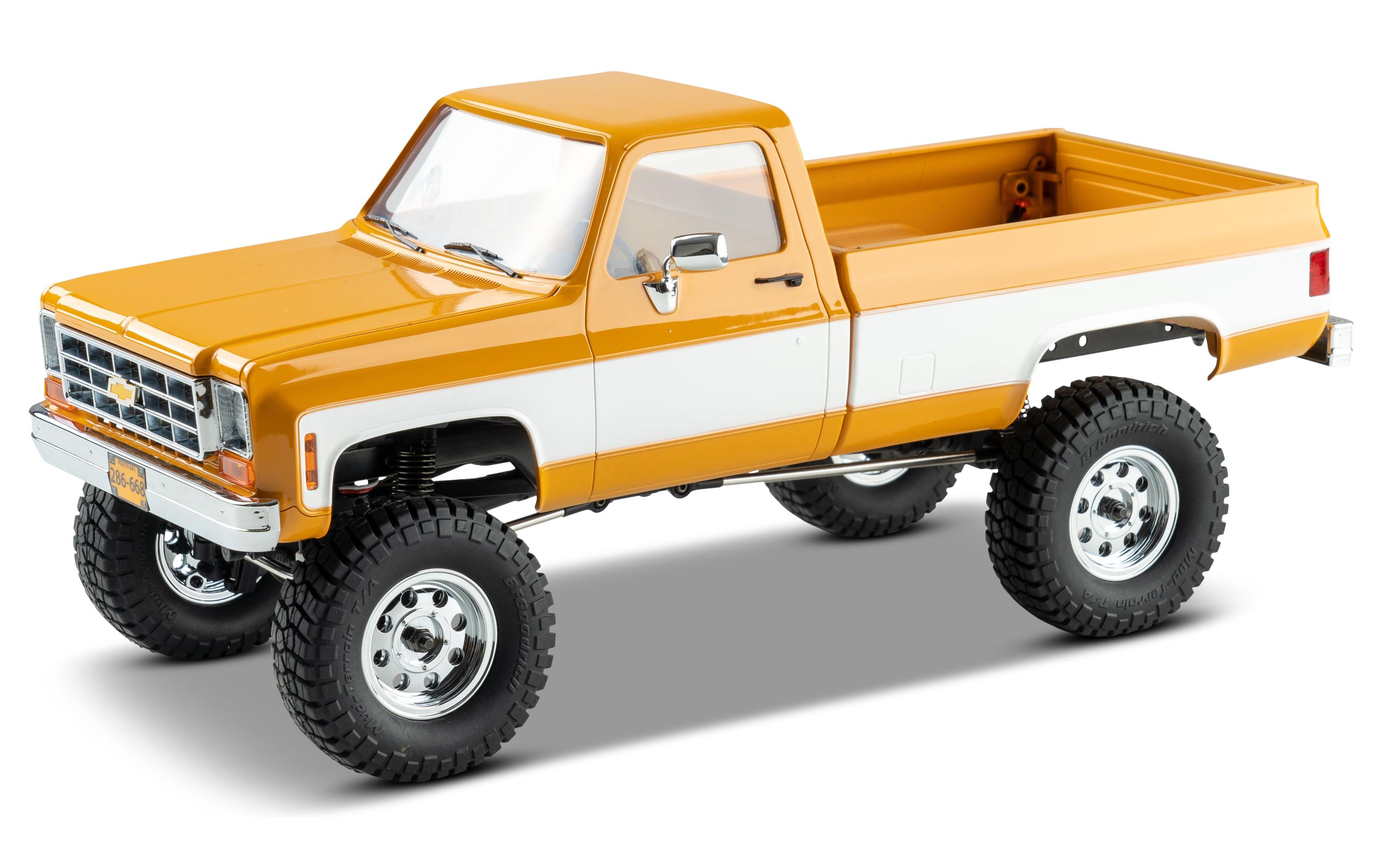 Scale Crawler FCX18 Chevrolet K10 Gelb, RTR, 1:18<br>Mini Rock Crawler mit detaillierter Chevy K10 Pick-Up Karosserie und 2-Gang Getriebe