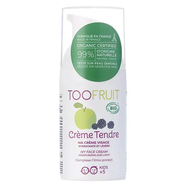 Creme hidratante facial infantil Toofruit com maçã e amora orgânicas 30ml