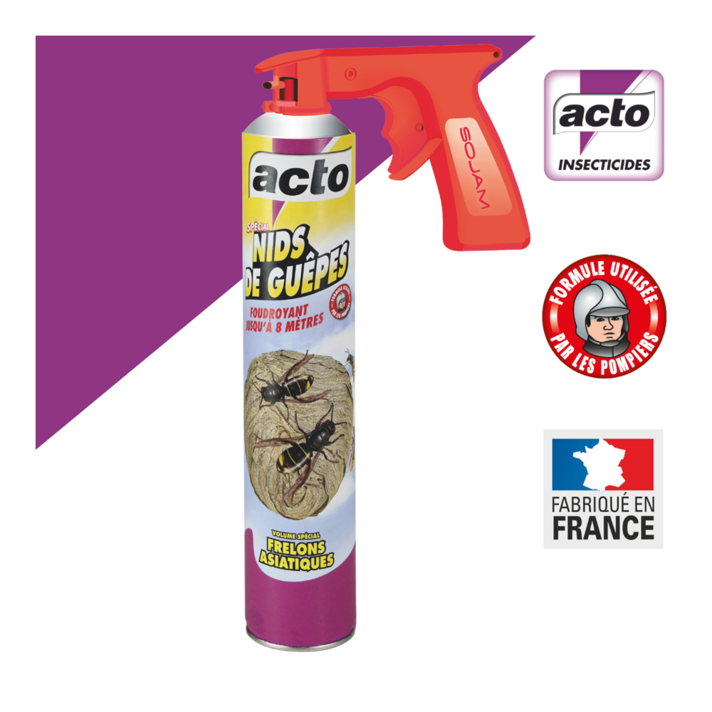 Lot de 2 aérosol acto spécial nids de guepes - efficacité professionnelle - volu