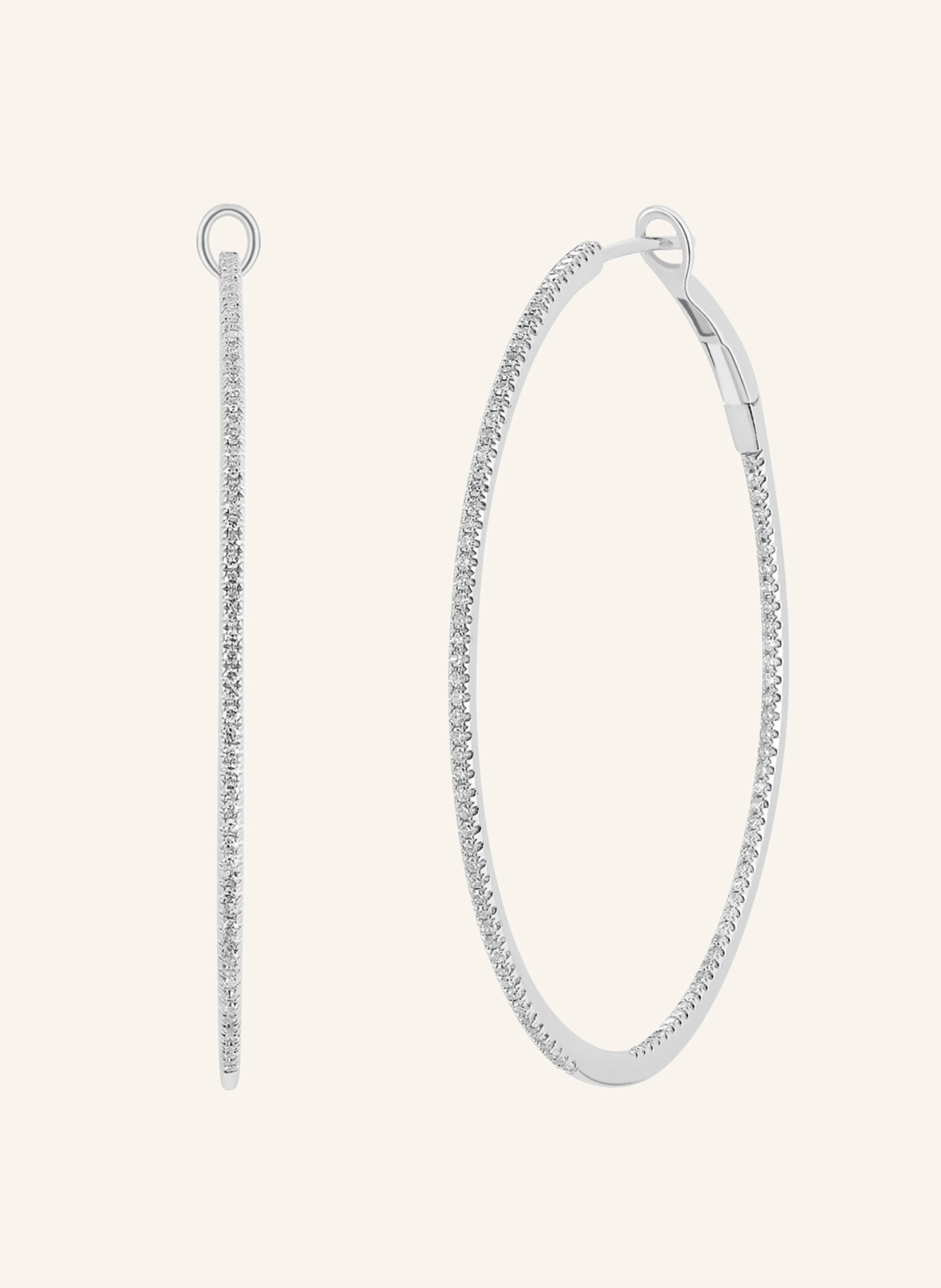 Leaf Creolen CIRCLE XL aus 18 Karat Weißgold mit Diamanten