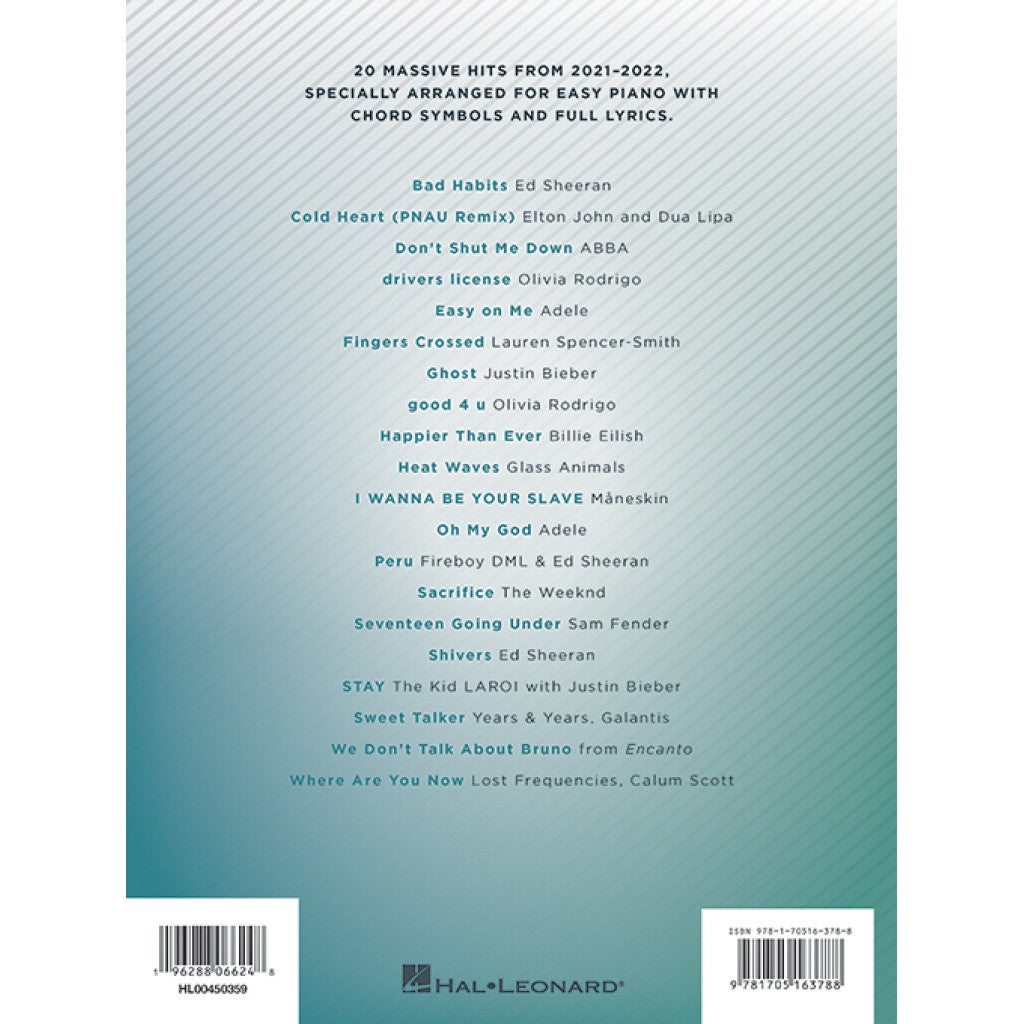 Hal Leonard Chart Hits of 2021-2022 Easy Piano pianoboek