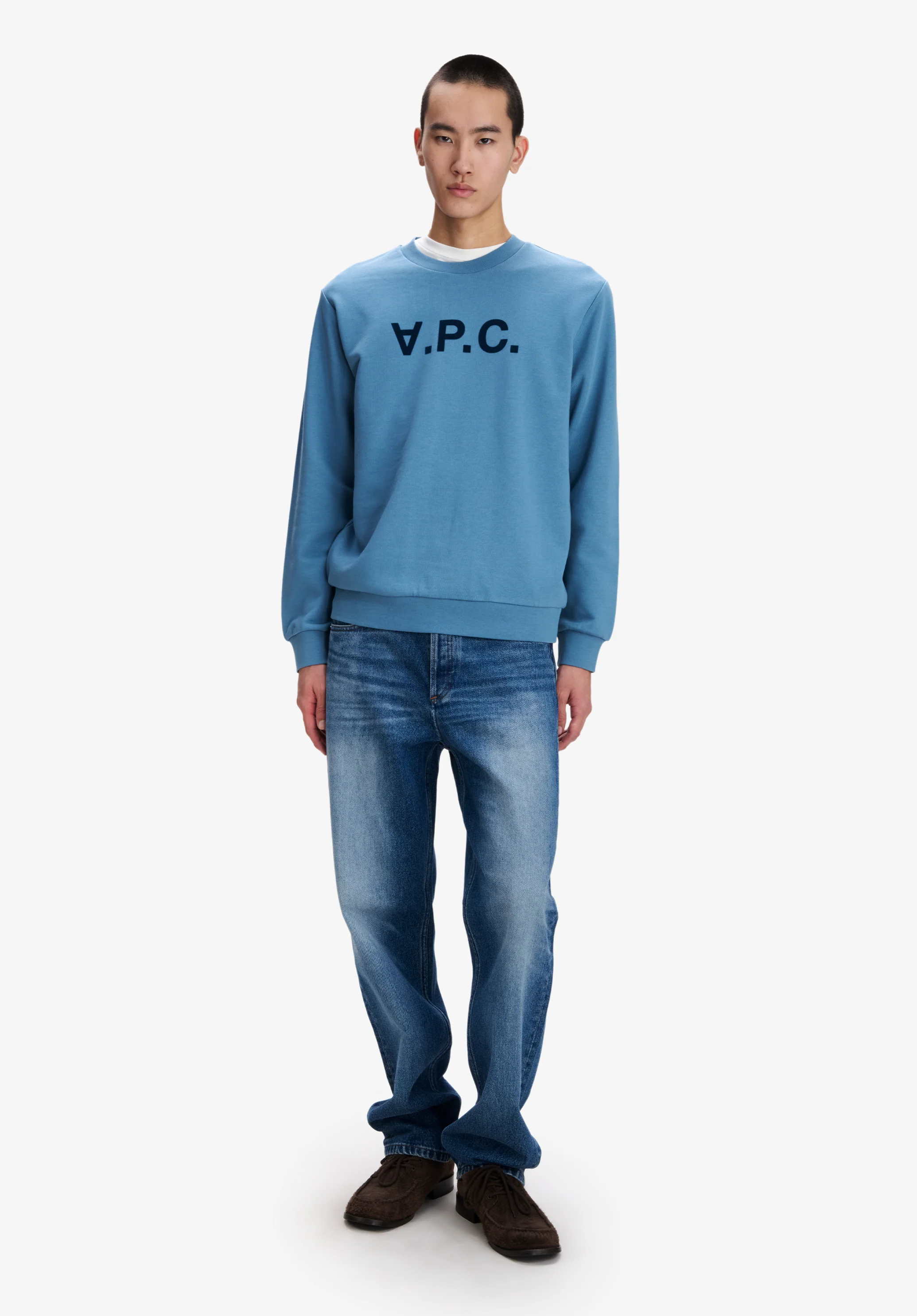 Sweat bleu à logo V.P.C.