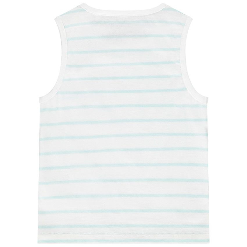 Débardeur en jersey à rayures et print pour bébé garçon - Blanc