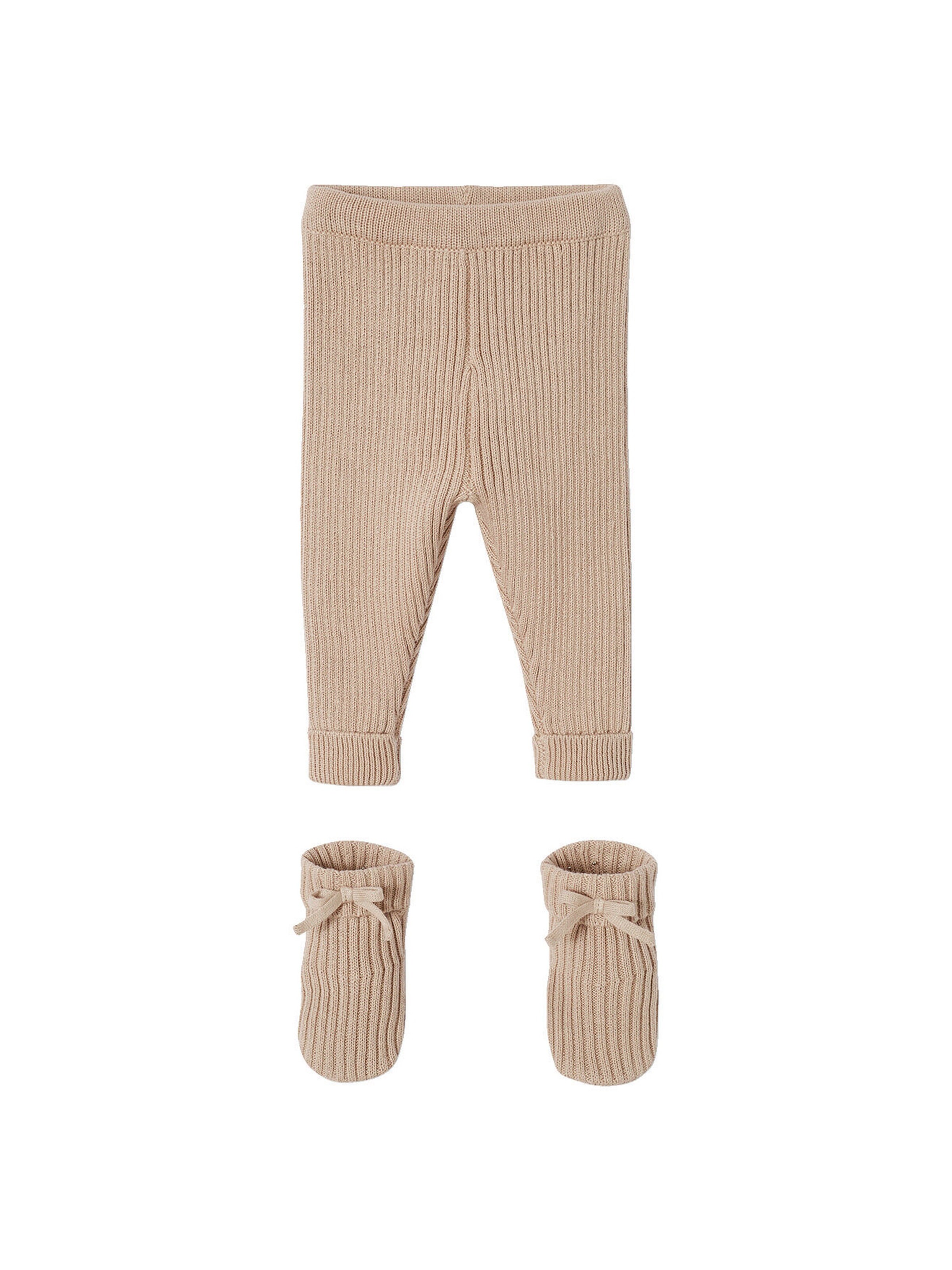 Vertbaudet Baby-Set: Strickhose & Schühchen beige