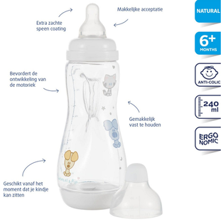 Difrax Handgreep Babyfles 240ml - Woezel & Pip 1ST