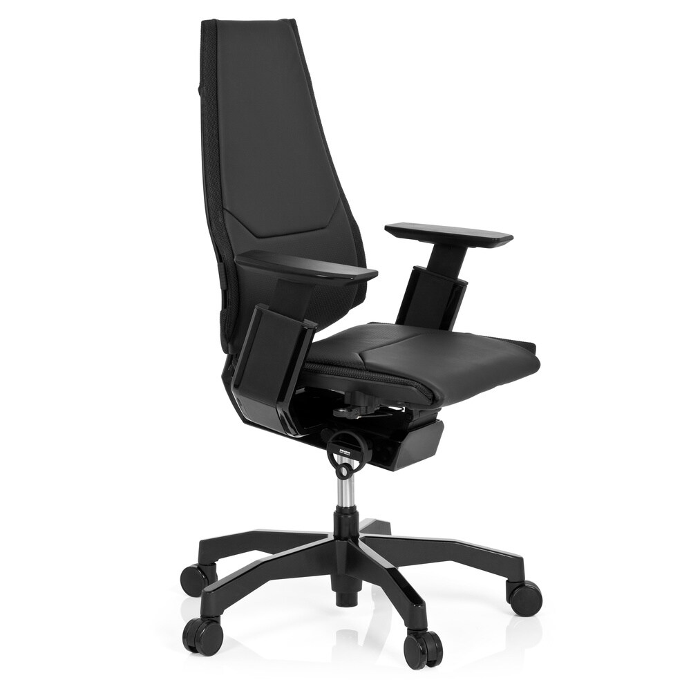 High End Bürostuhl GENIDIA BLACK Leder mit Armlehnen hjh OFFICE