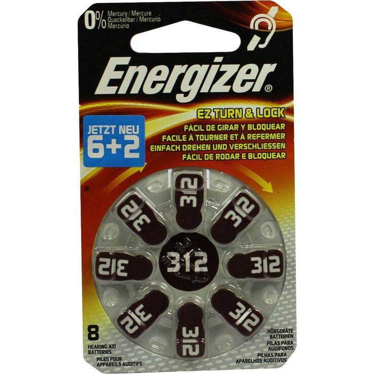 Energizer Hörgerätebatterie 312, 8 St