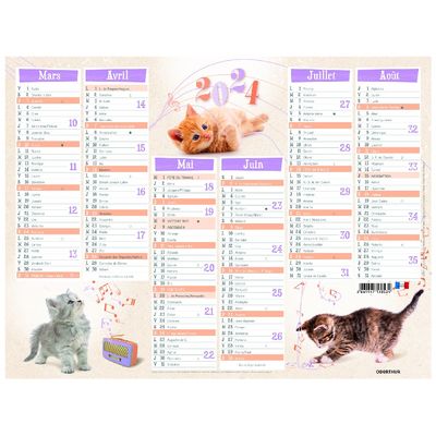 Calendrier Chatons - 7 mois par face - 32 x 42 cm - Oberthur