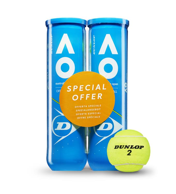 Dunlop AUSTRALIAN OPEN 2x4 PET SHRINK WRAP Tennisballen