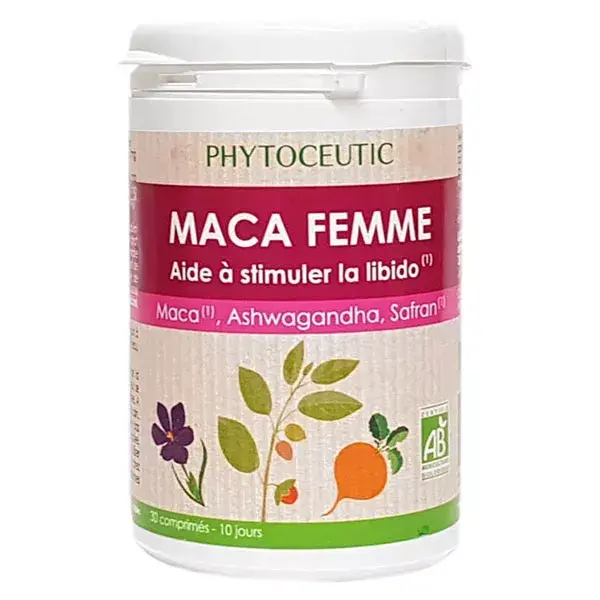 Maca fitocêutica orgânica para mulheres, 30 comprimidos