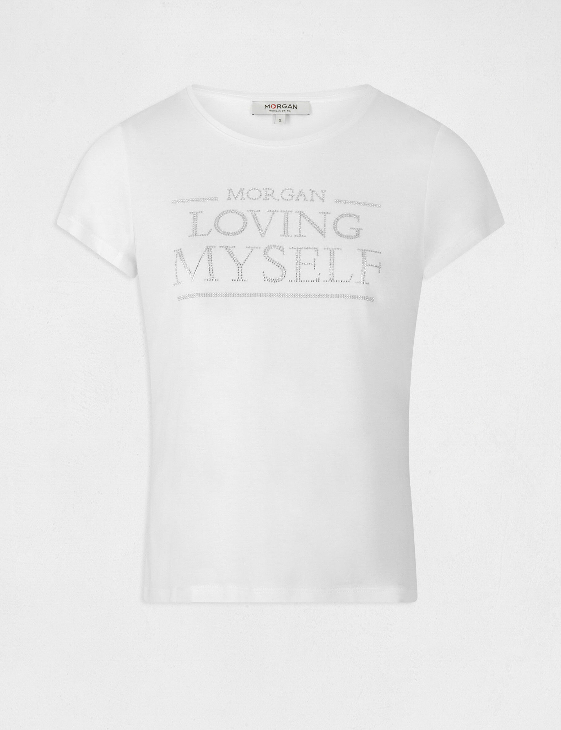T-shirt manches courtes à inscription ecru femme - ecru