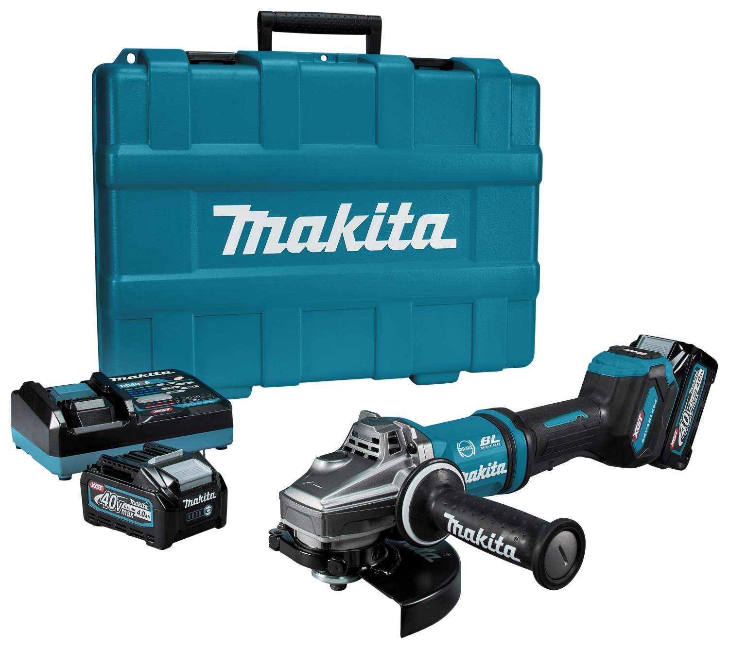 Makita GA037GM203 XGT 40V Max Li-ion accu haakse slijper set (2x 4,0Ah) in koffer - 180mm - koolborstelloos