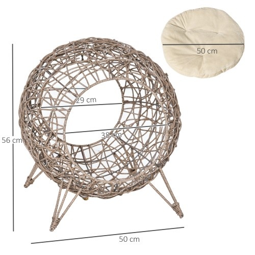 Cama em forma de caverna Pawhut em rattan marrom para gatos.