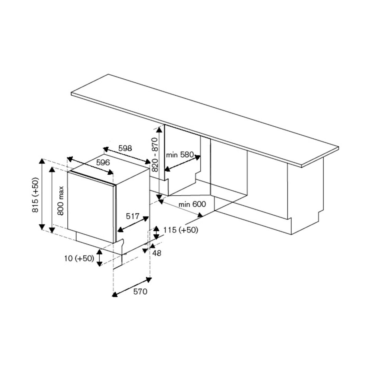 DW6083PRTS helintegrert oppvaskmaskin 60 cm, automatisk åpning