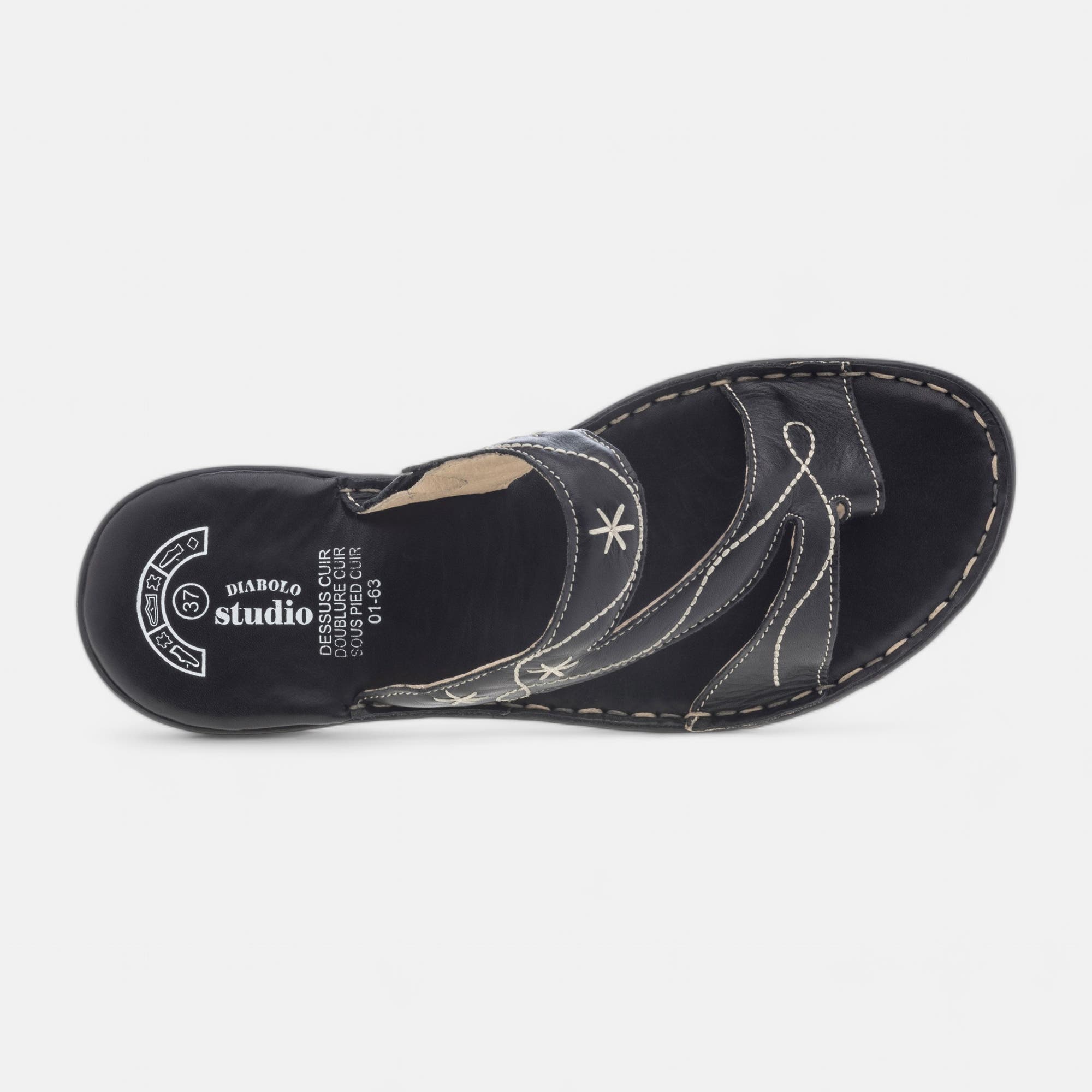 Entre-doigts Femme en cuir noir