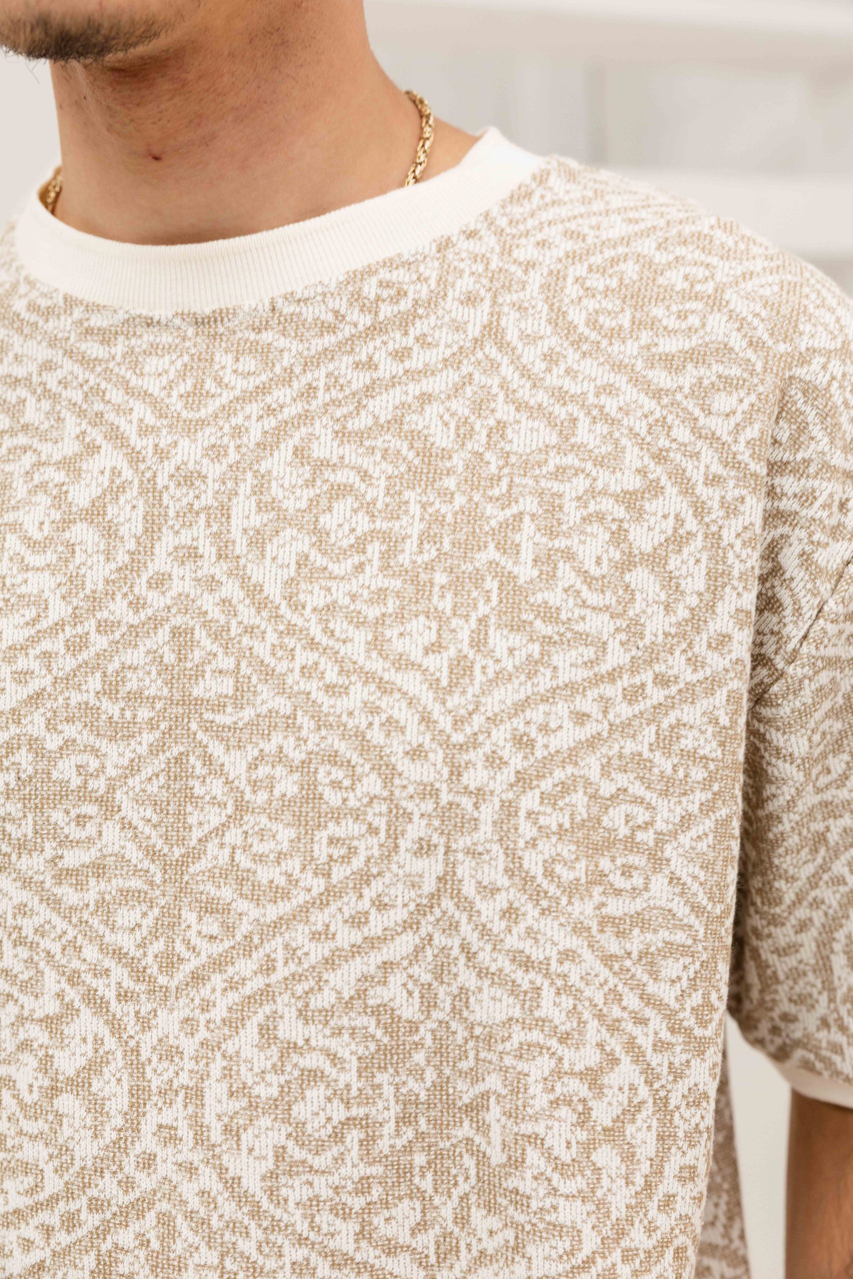 Pure Path Jacquard Set Heren Bruin/Wit