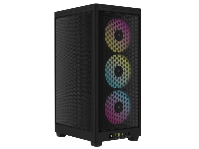 Corsair PC-Gehäuse iCUE 2000D RGB Airflow Schwarz Mini-ITX PC-Gehäuse mit Stahlabdeckgitter und RGB-Beleuchtung
