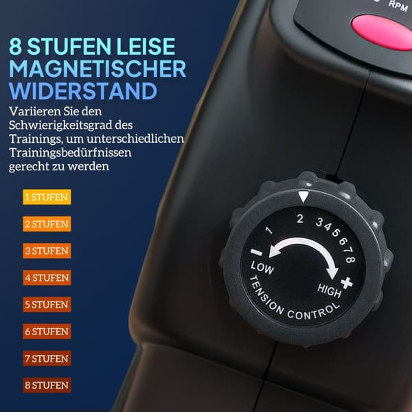Pedaltrener stille mini-treningssykkel med 8 nivåer magnetisk motstand LCD-skjerm bærbar bentrener med sklisikker matte seniorer arm- og bentreningspe