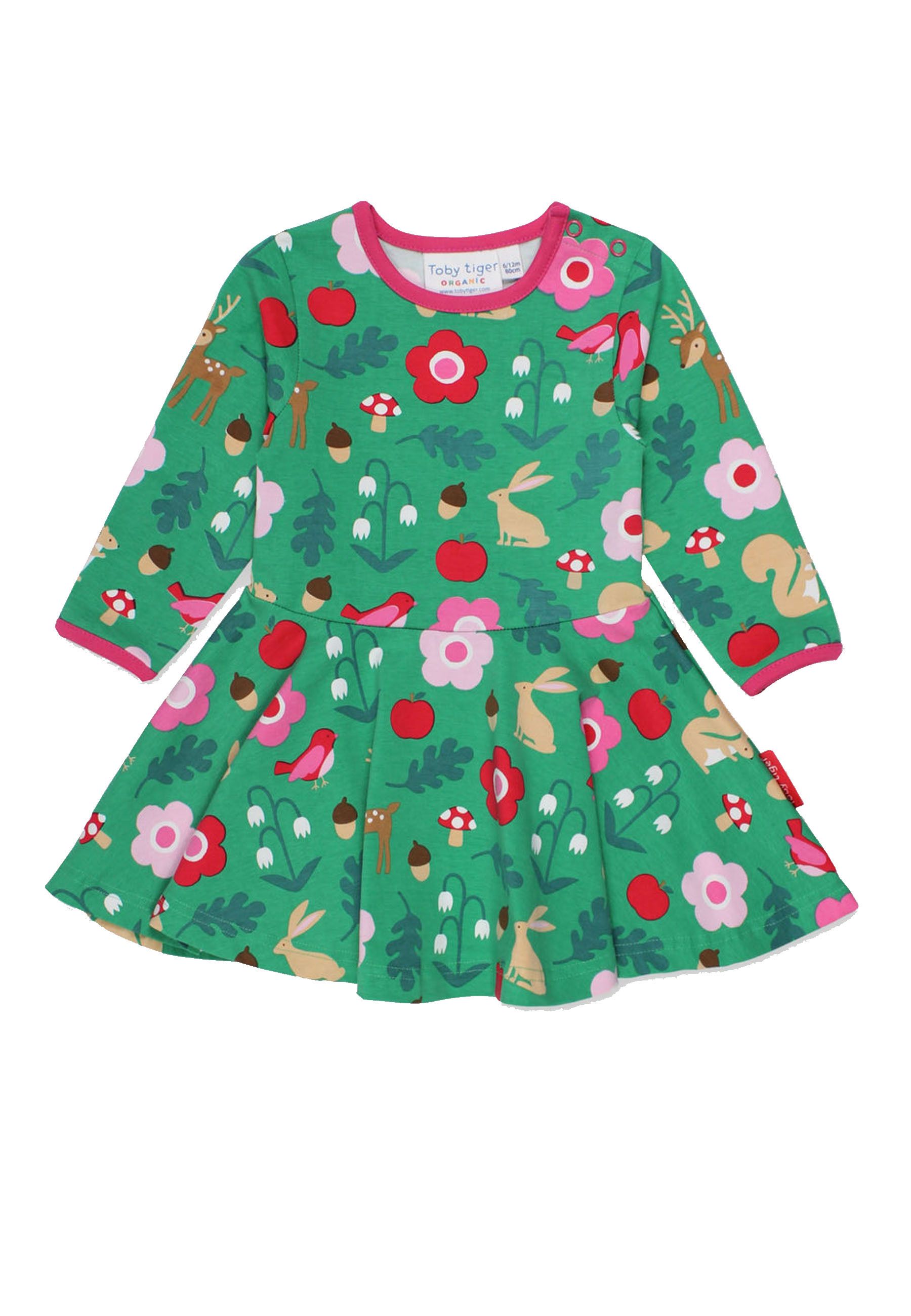 Toby Tiger Skater Kleid, langer Arm mit Wald Motiv