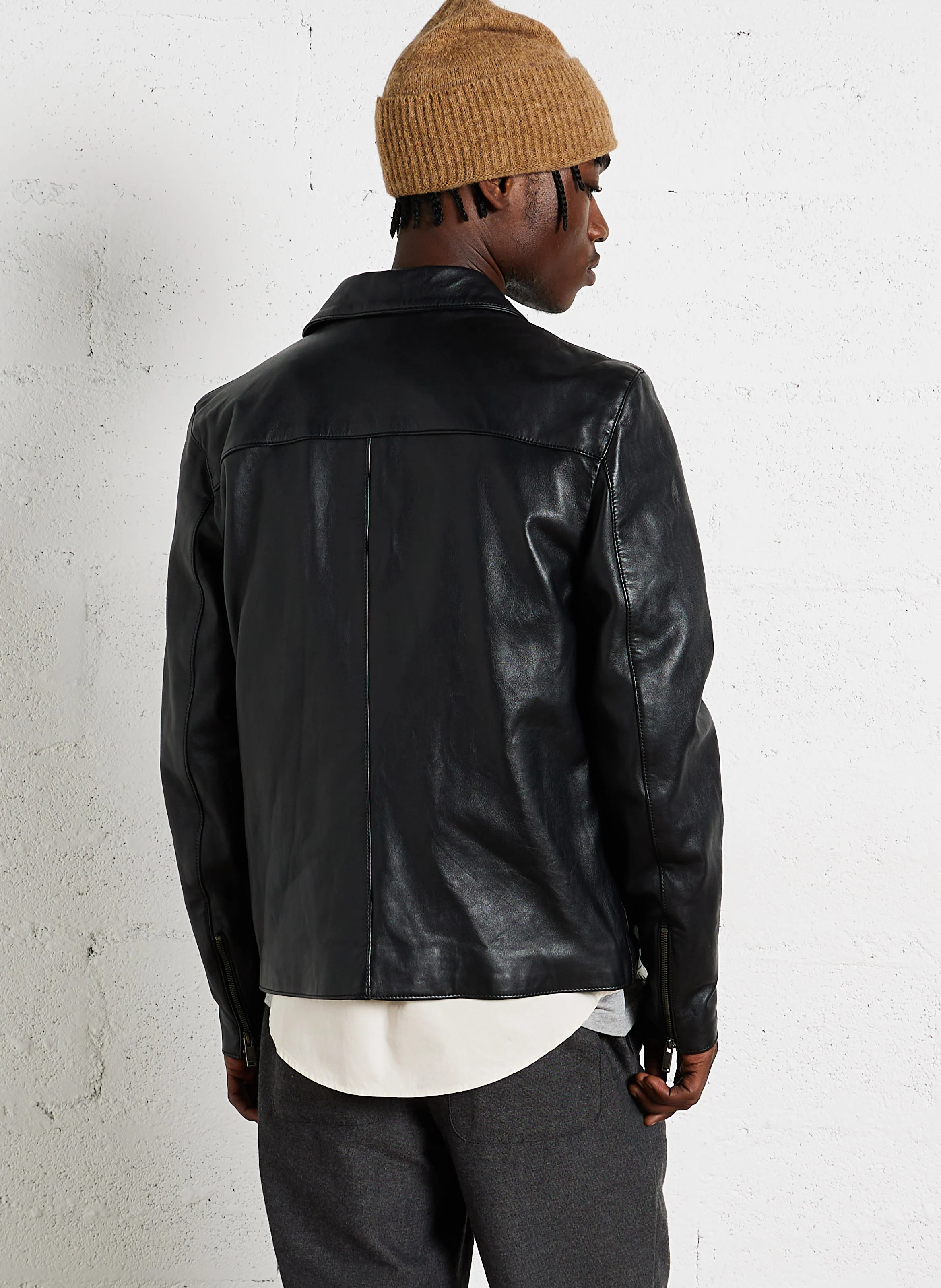 TROOPER - Blouson court en cuir d'agneau | Noir