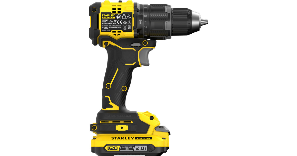 StanleyFatMax V20 18V Schroefklopboormachine klopboorschroevendraaier  (Zwart/geel, 2 accu's en oplader inbegrepen, met koffer)