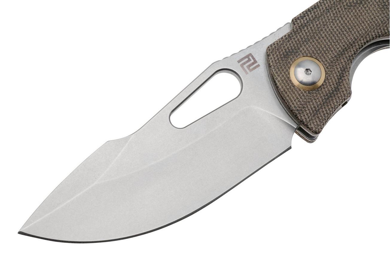 Artisan Cutlery Xcellerator 1860P-ODG, Stonewashed AR-RPM9, OD Green Micarta zakmes, Mike Snody design