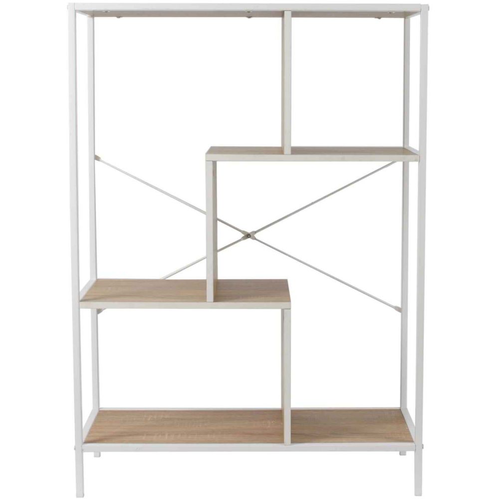 Etagère en bois et métal blanc edison 80 x 30 x 113 cm