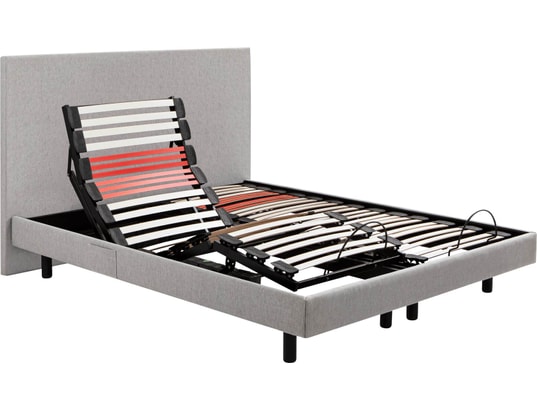 EPEDA - Sommier Electrique 2 x 80 x 200 Horizon Relax 1620D + Tête de lit gris clair