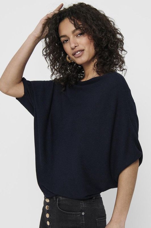 JDY - Gebreide Pullover - Zwart - Polyester - Boothals, Lange Mouwen