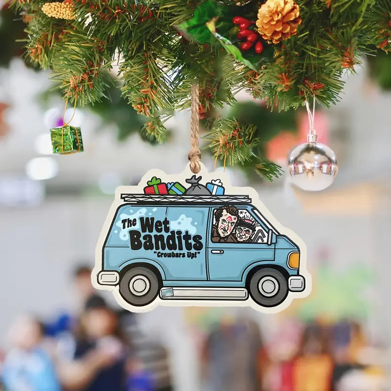 (8cm) Holz Christbaum Schmuck Weihnachts Deko Tannenbaum Van Anhänger - Wet Bandits
