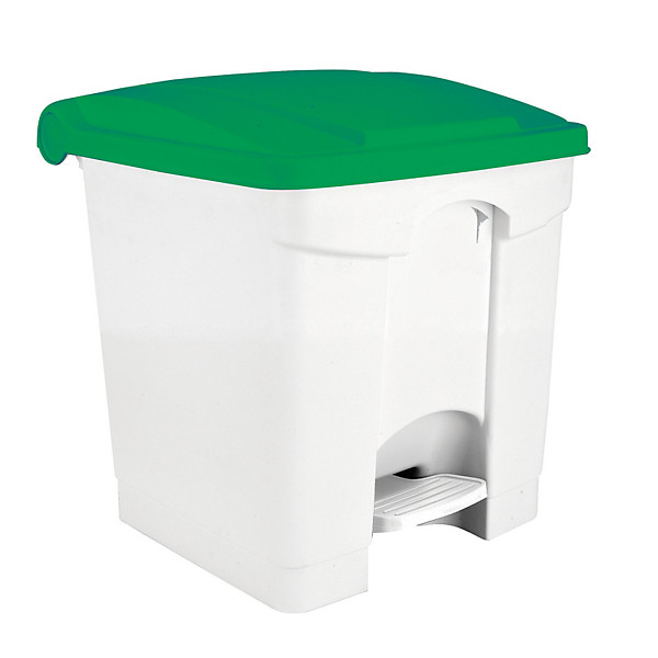 Conteneur HACCP blanc à pédale 30 litres, couvercle vert