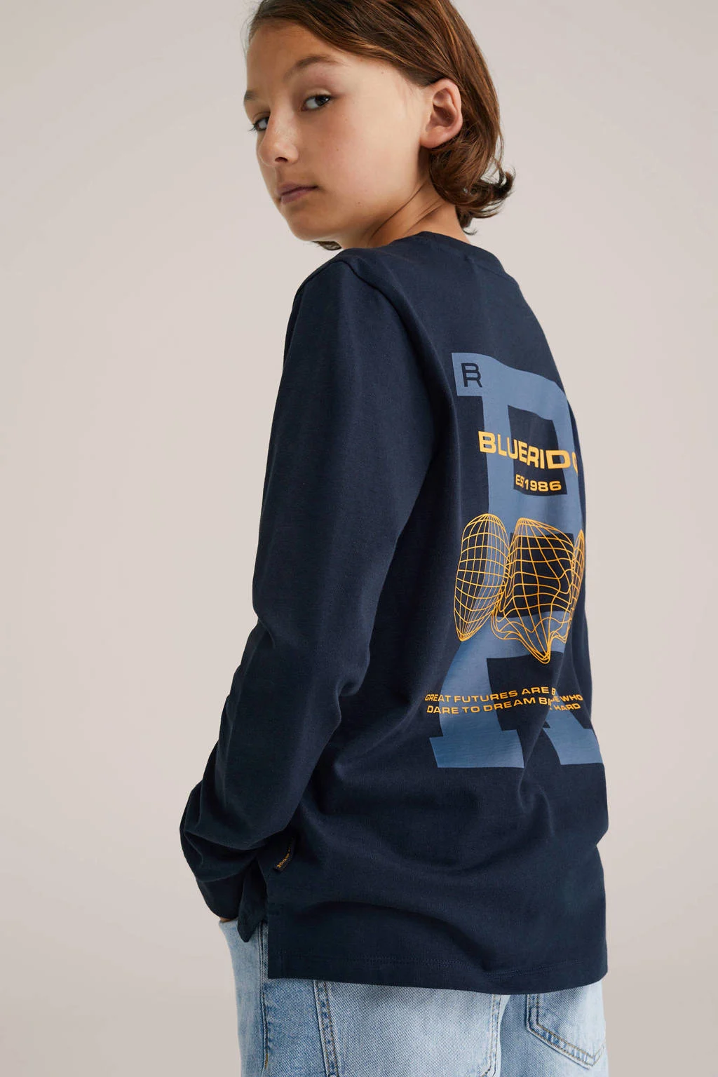 WE Fashion Blue Ridge longsleeve donkerblauw