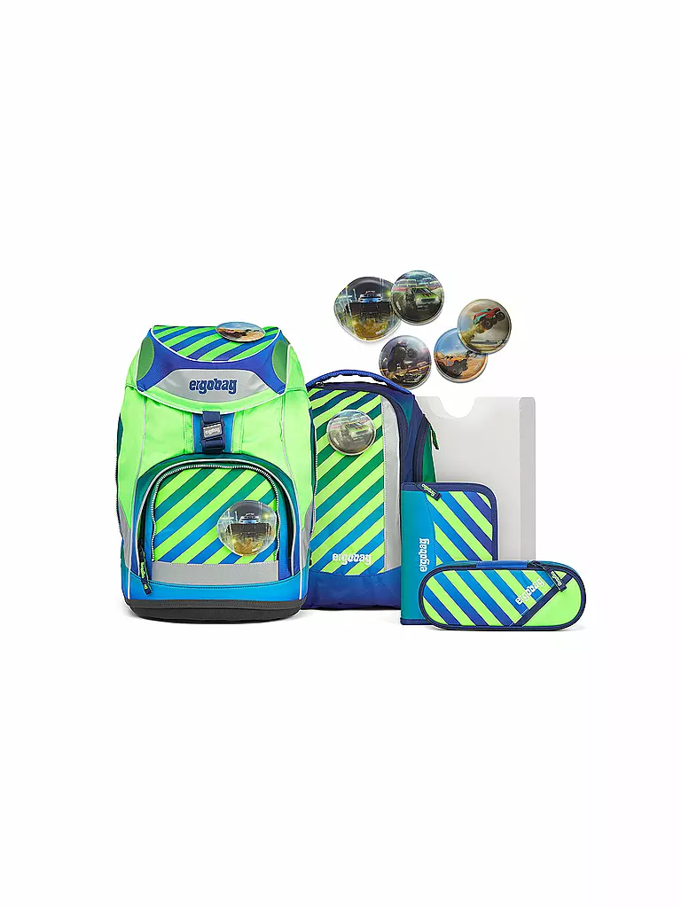 ERGOBAG Schulrucksack Set 6tlg Pack - TruckBär Neo Edition grün