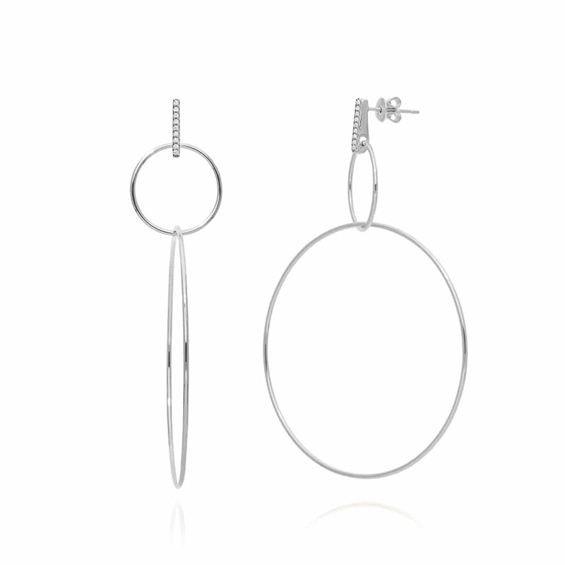 Boucles D'oreilles Argent Rhodié Sertie Zirconium Elise
