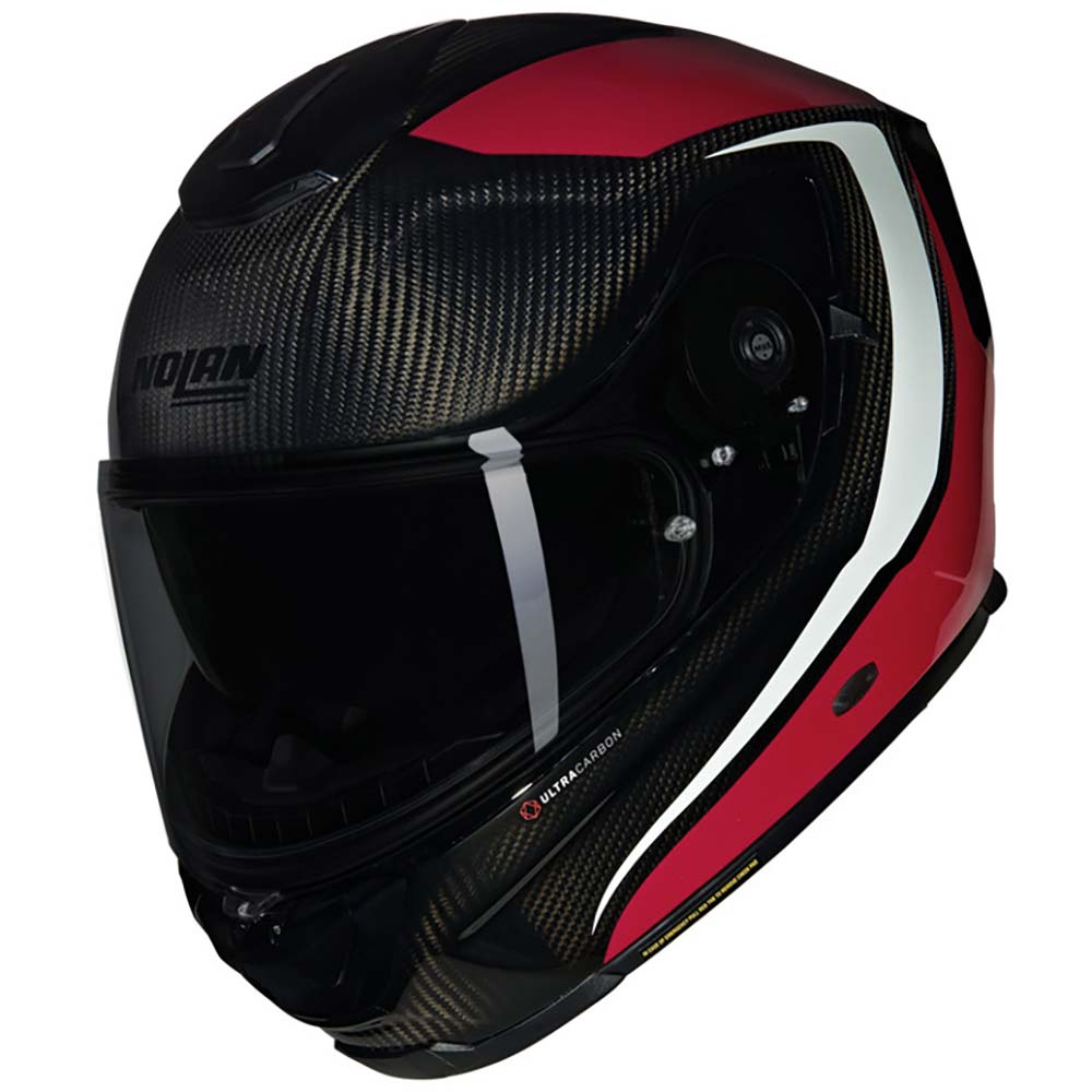 Nolan - Casque X-903 Ultra Carbon Intrigo N-Com Carbone / Rouge / Blanc / Brillant