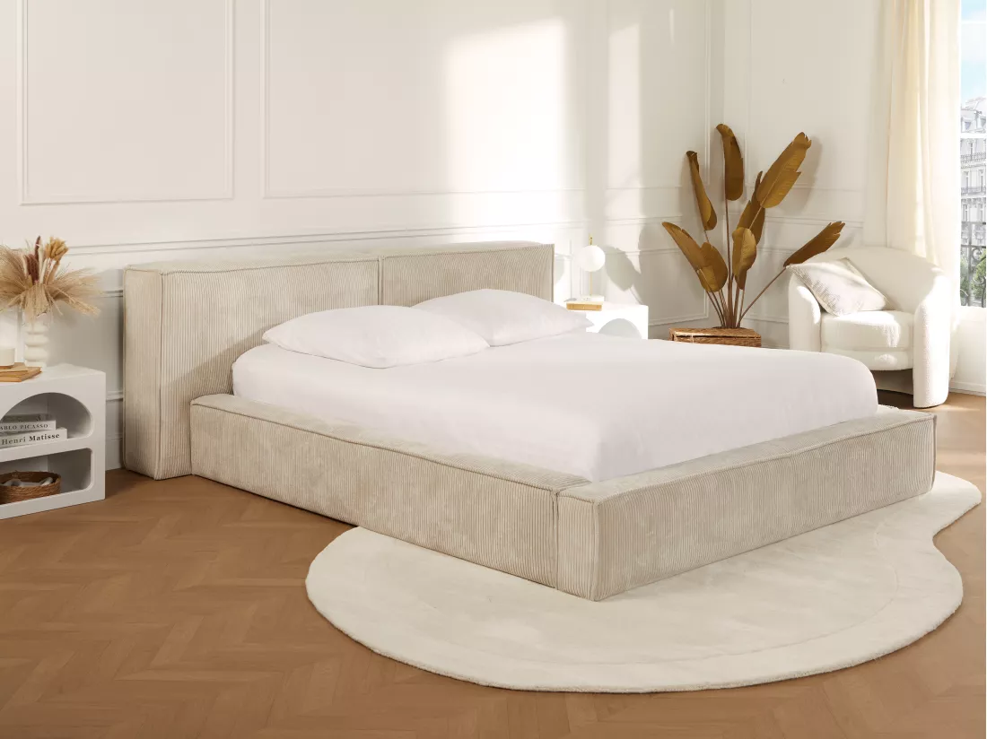 Tapis organique 100% laine fait à la main - 150 x 200 cm - 2200g/m2 - Crème - WILLOW